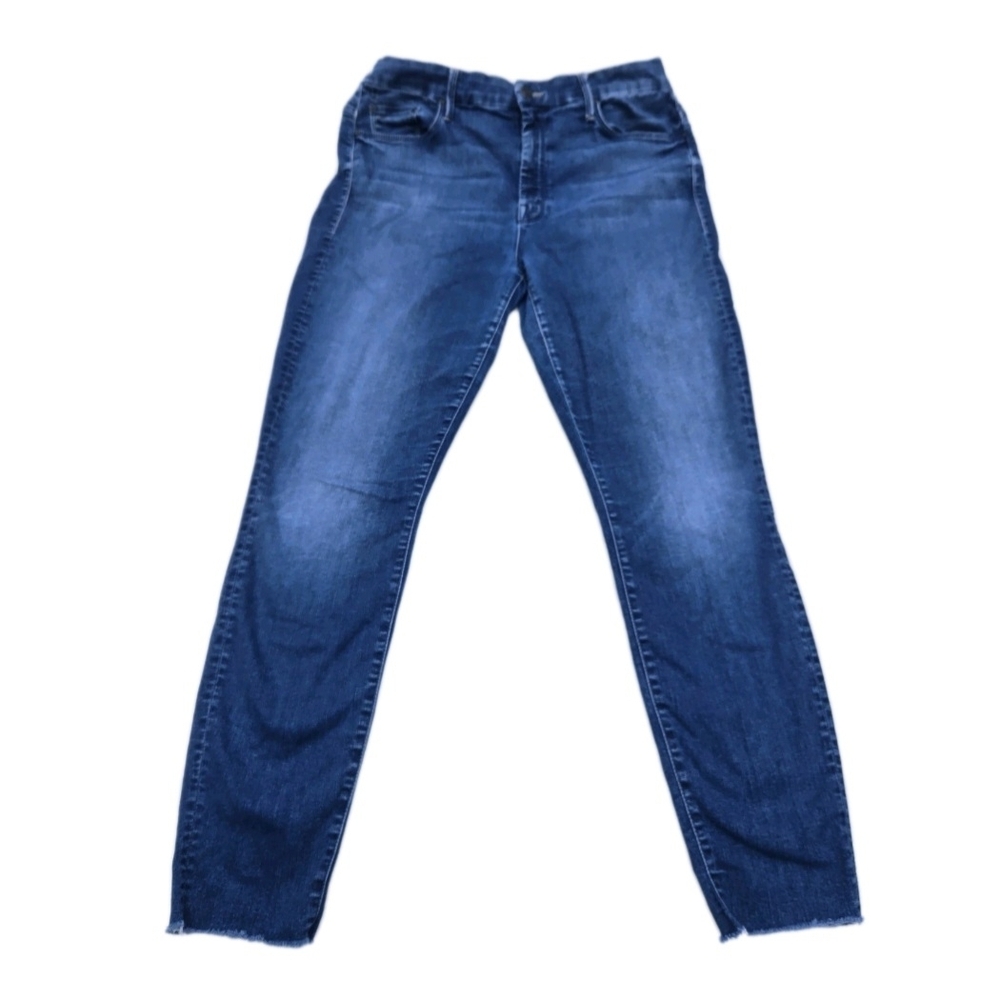 MOTHER High Waisted Looker Ankle Fray Size 33 Lure Me In Medium Wash Skinny Jean